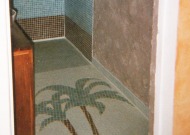 Carrelage salle de bain motif palmier