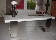 Table basse pied inox